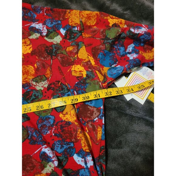 LuLaRoe Irma Tunic 3XL Red Multicolor Abstract Colorblock NWT Resort wrinkle fre - Picture 3 of 6